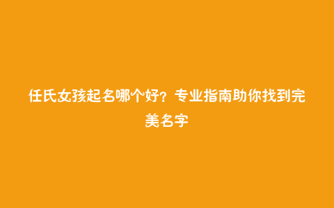 任氏女孩起名哪个好?专业指南助你找到完美名字