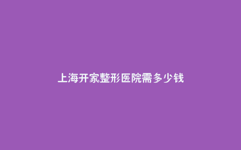 上海开家整形医院需多少钱