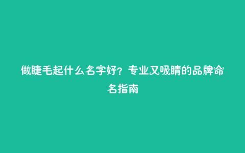 做睫毛起什么名字好?专业又吸睛的品牌命名指南